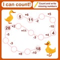 Vector illustration of a children`s math game on the topic I can count. Mathematical examples Royalty Free Stock Photo